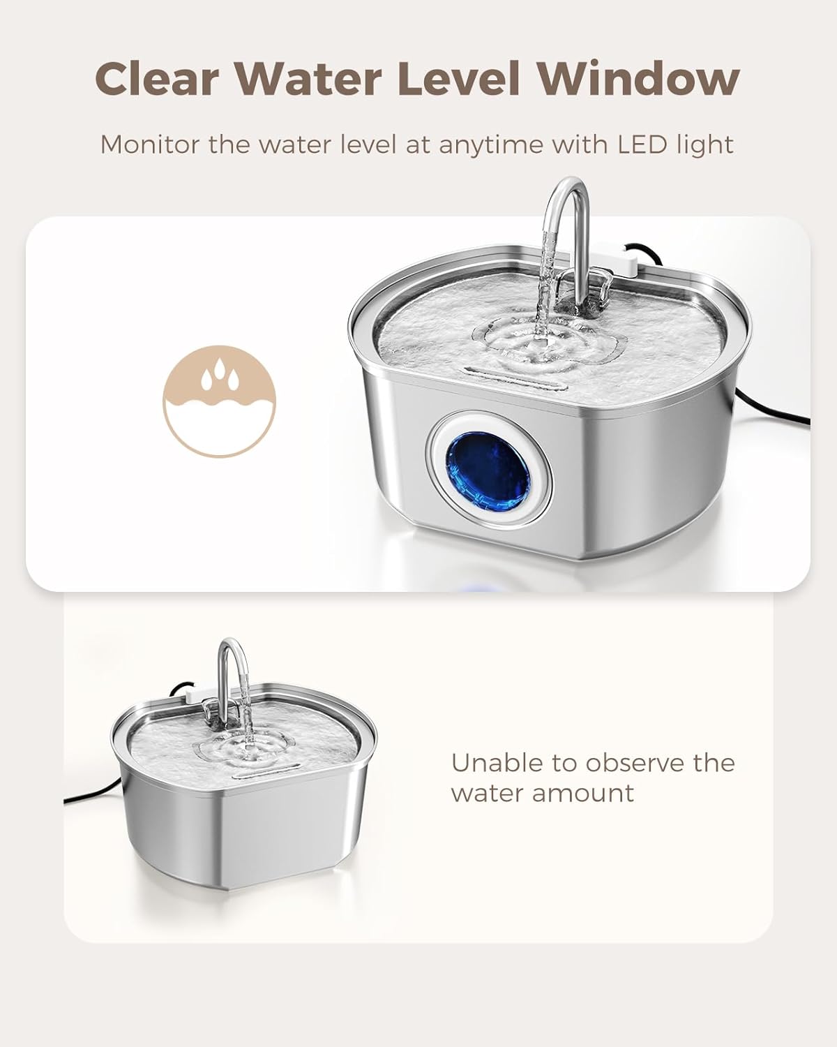 PurrFlow Stainless Steel Pet Fountain – Ultra-Quiet, BPA-Free, and Perfectly Filtered for Cats & Small Dogs