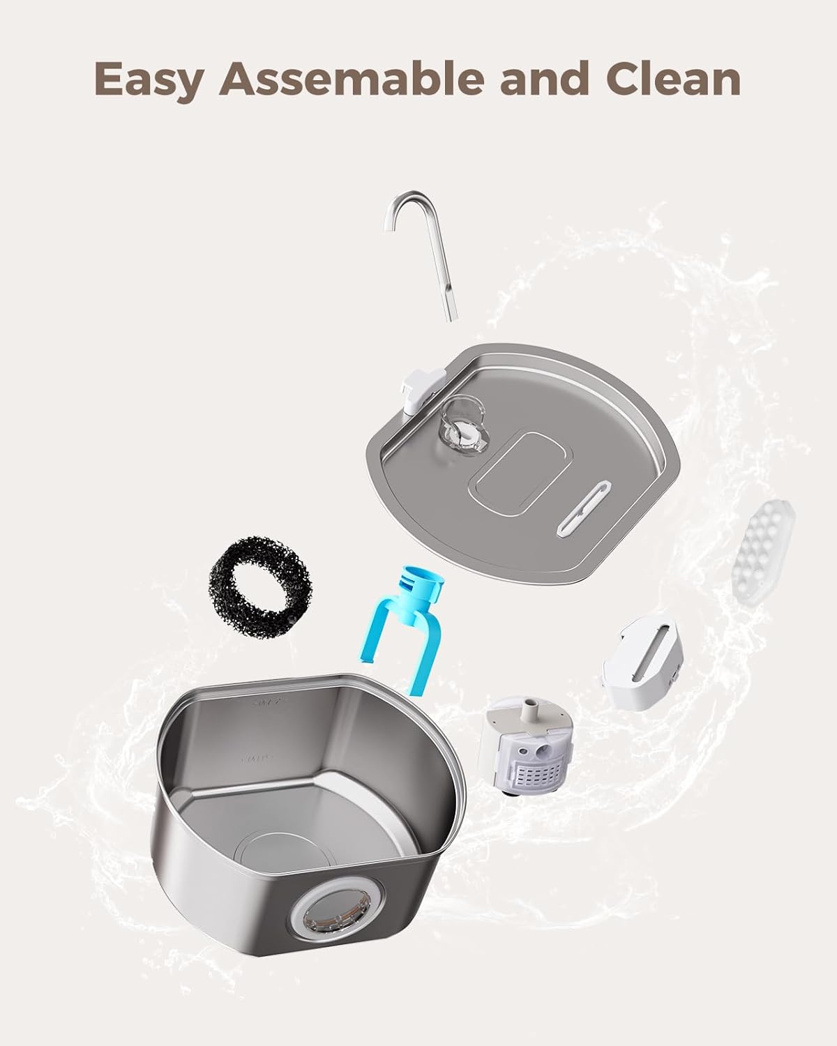 PurrFlow Stainless Steel Pet Fountain – Ultra-Quiet, BPA-Free, and Perfectly Filtered for Cats & Small Dogs