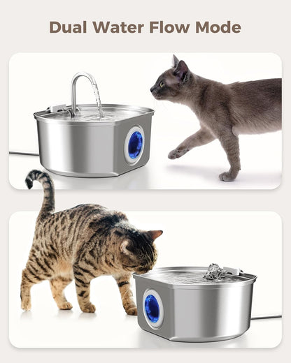 PurrFlow Stainless Steel Pet Fountain – Ultra-Quiet, BPA-Free, and Perfectly Filtered for Cats & Small Dogs